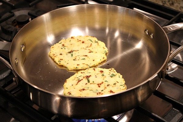 frying tortillas in a skillet