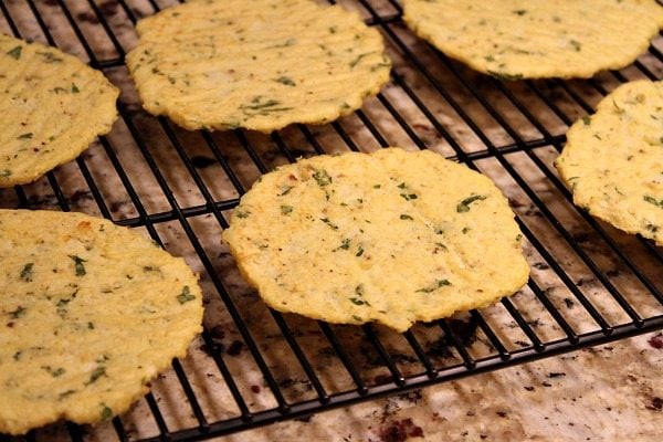 cauliflower tortillas cooling on a cooling rack