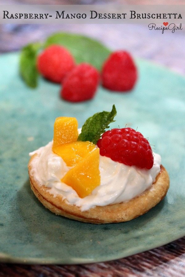 Raspberry- Mango Dessert Bruschetta #recipe