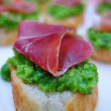 Sweet Pea Crostini with Prosciutto