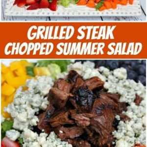 pinterest collage image for grilled steak summer salad