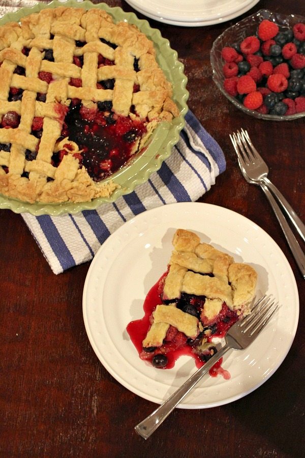 Raspberry- Blueberry Pie #recipe - RecipeGirl.com