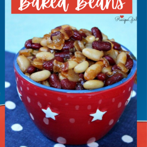 pinterest image for sweet and spicy baked beans