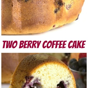 Pinterest collage image for two berry coffee cake