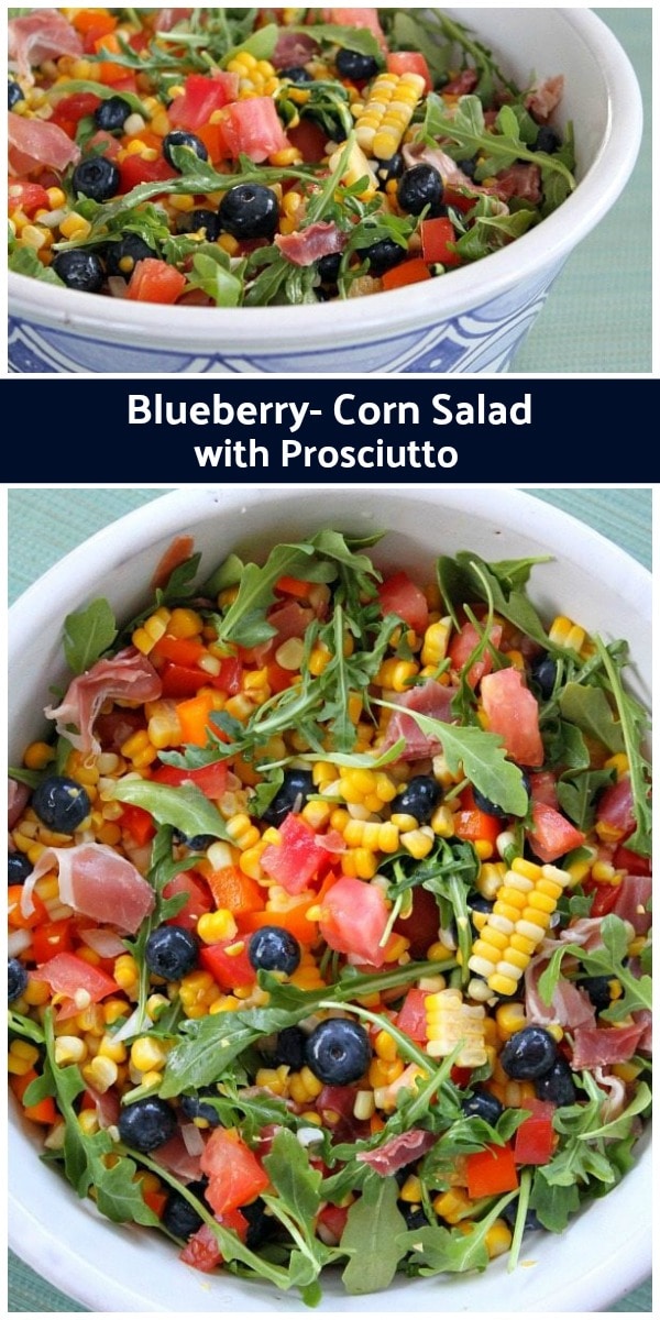 pinterest collage image for blueberry corn salad
