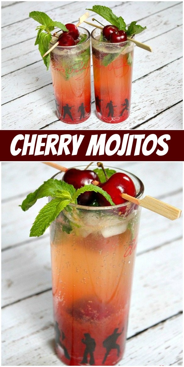 pinterest collage image for cherry mojitos