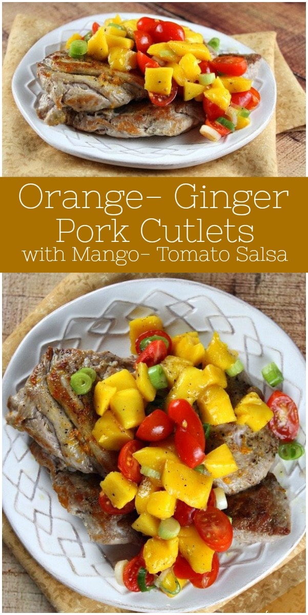 Orange Ginger Pork Cutlets with Mango Tomato Salsa