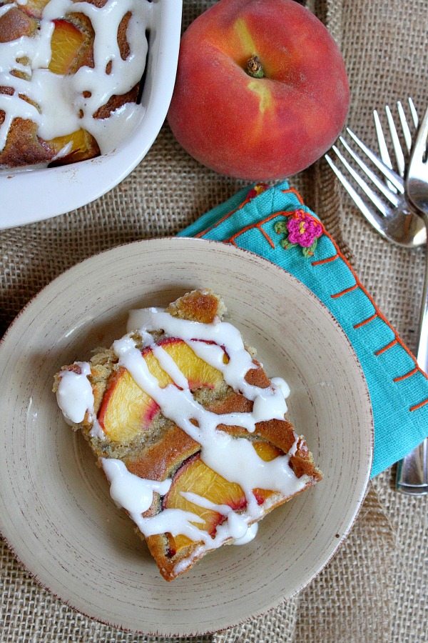 Fresh Peach Cake #recipe - RecipeGirl.com