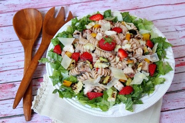Grilled Chicken and Vegetable Strawberry- Caesar Pasta Salad