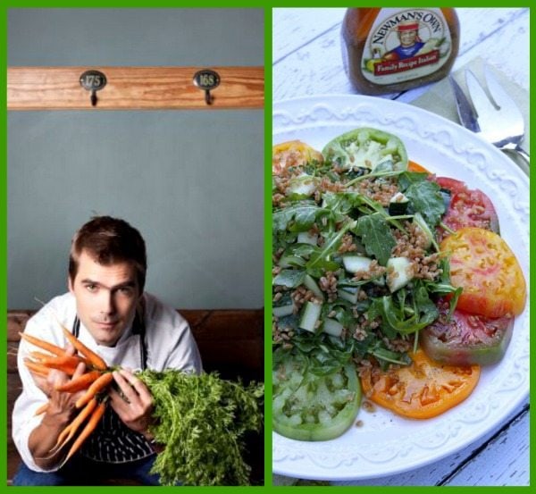 tomato salad with crisped farro, cucumber and arugula with italian vinaigrette