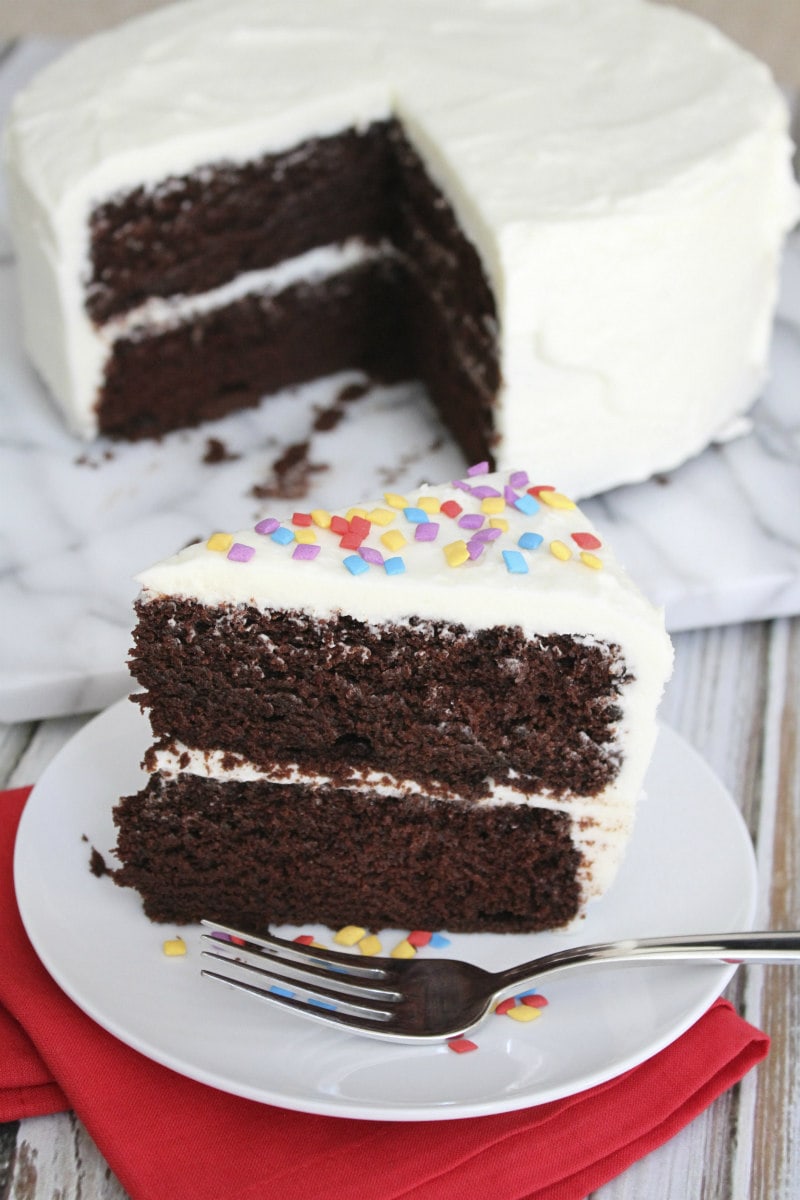 Classic White Frosting on a chocolate cake
