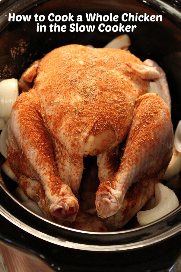 How to Cook a Whole Chicken in the Slow Cooker recipe from RecipeGirl.com #how #to #howto #diy #whole #chicken #slow #cooker #slowcooker #crockpot #recipe #RecipeGirl How to Cook a Whole Chicken in the Slow Cooker