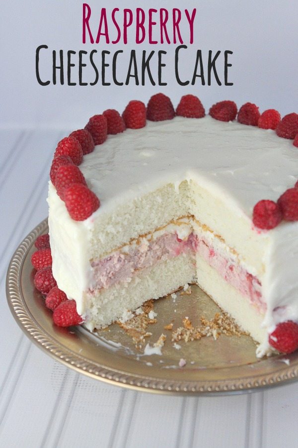 Raspberry Cheesecake Cake Sliced