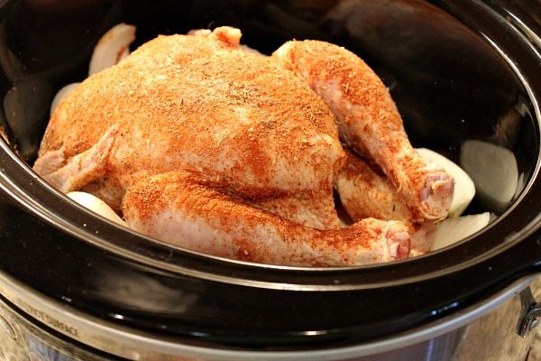 How to Cook a Whole Chicken in the Slow Cooker recipe from RecipeGirl.com #how #to #howto #diy #whole #chicken #slow #cooker #slowcooker #crockpot #recipe #RecipeGirl Whole Chicken in a Slow Cooker
