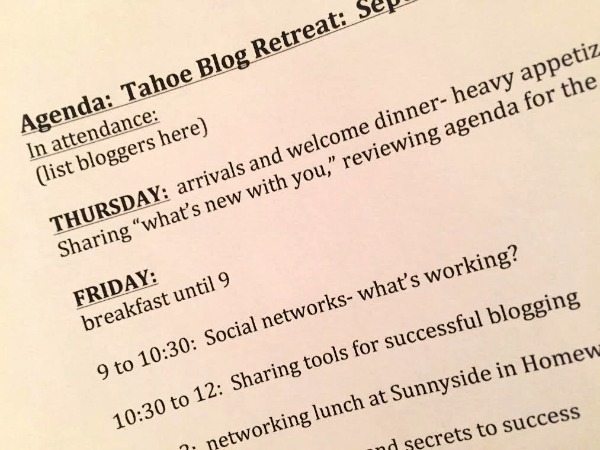 How to Plan a Retreat for Bloggers: Agenda