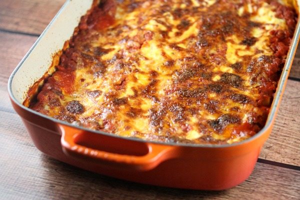 Classic Light Lasagna in dish