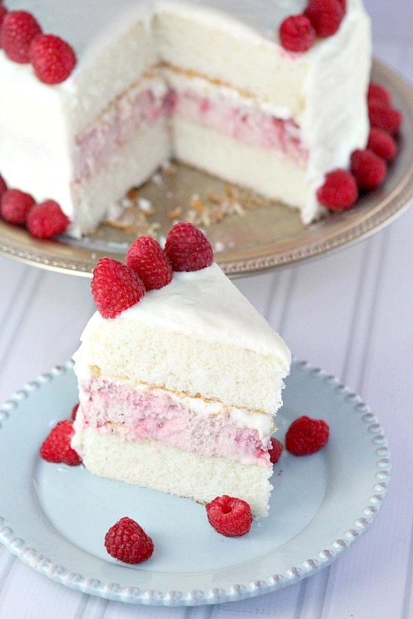 Slice of Raspberry Cheesecake Cake 