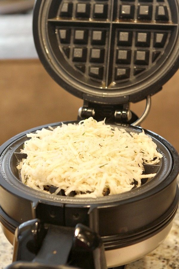 Hash Browns made in the waffle iron