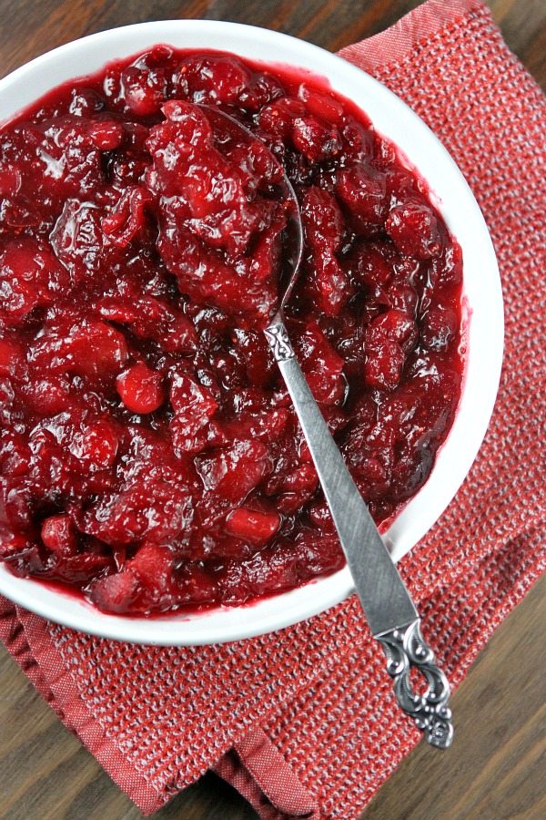 Apple Cinnamon Cranberry Sauce recipe from RecipeGirl.com