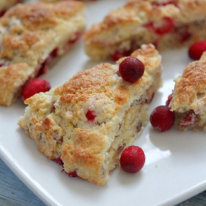 cranberry orange scones on a serving plate