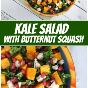 pinterest collage image for kale salad with butternut squash