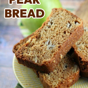 slices of pear bread stacked on plate