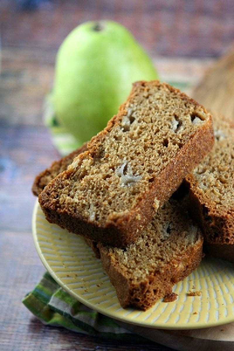 slices of pear bread on a plate