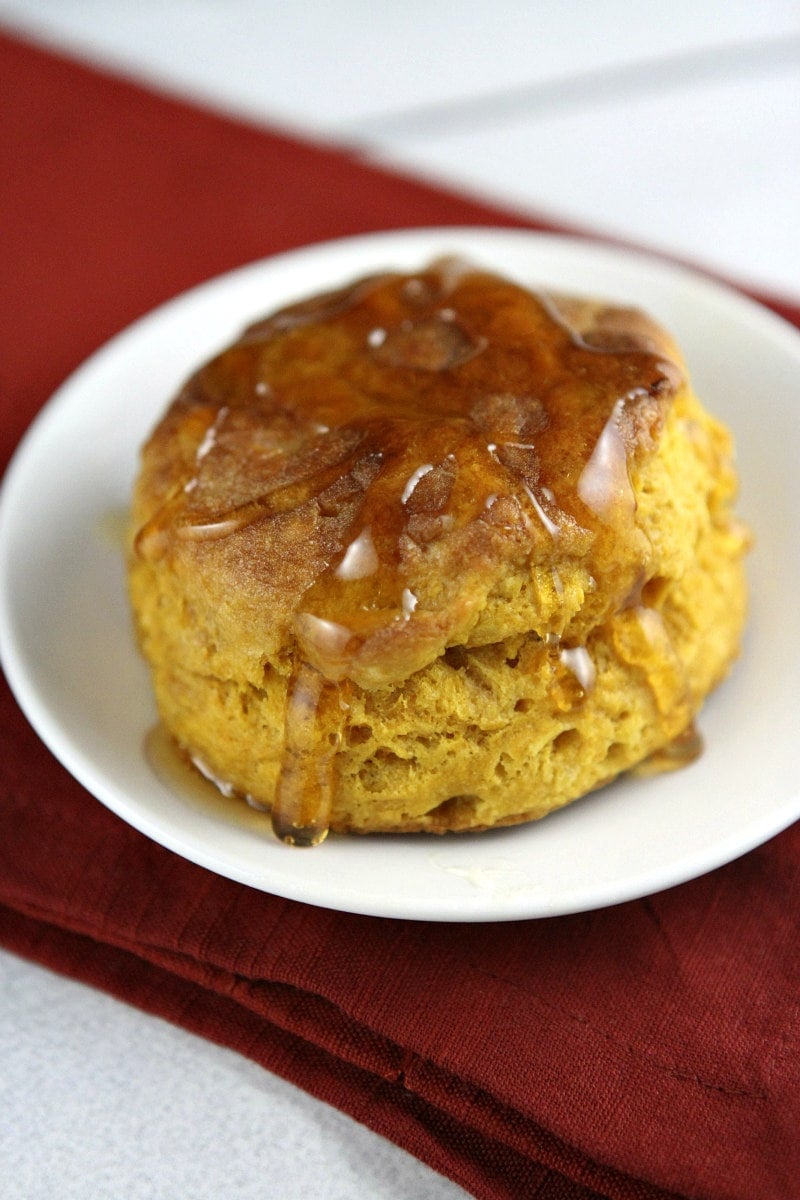 Pumpkin Biscuits topped with butter and honey