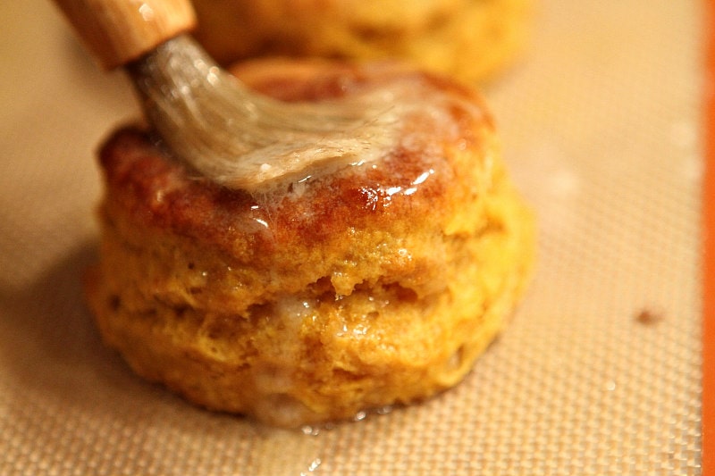 Pumpkin Biscuits brushed with melted butter