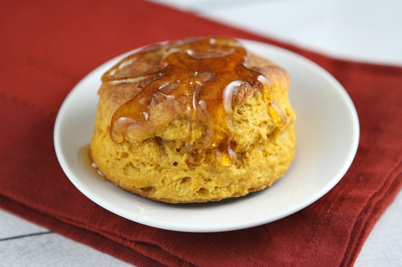 Pumpkin Biscuits topped with butter and honey