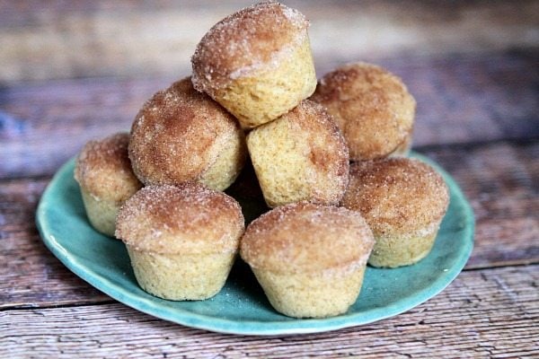 Snickerdoodle Muffins on a blue plate