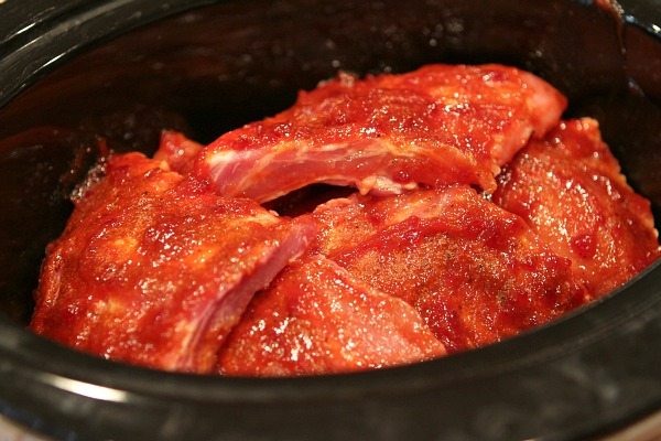 Sriracha Ribs in slow cooker insert