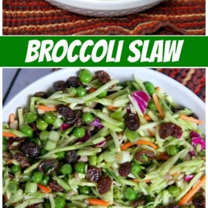 pinterest collage image for Broccoli Slaw