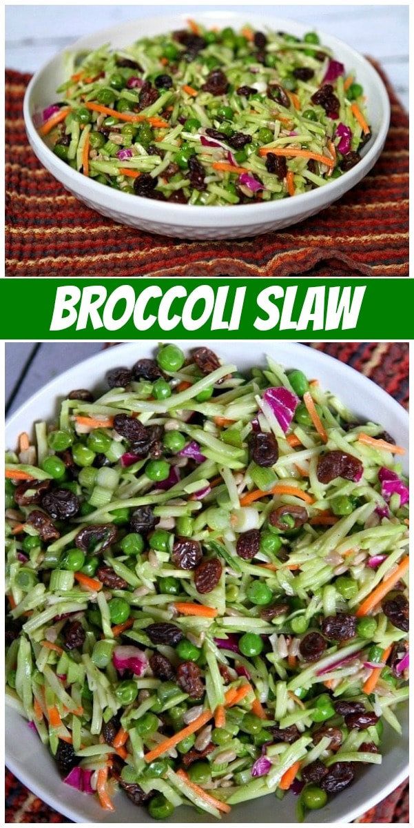 pinterest collage image for Broccoli Slaw