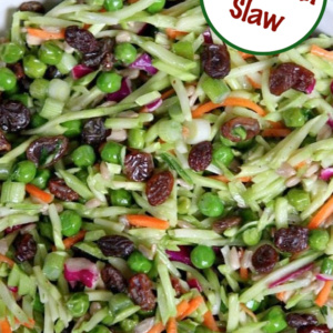 pinterest image for broccoli slaw