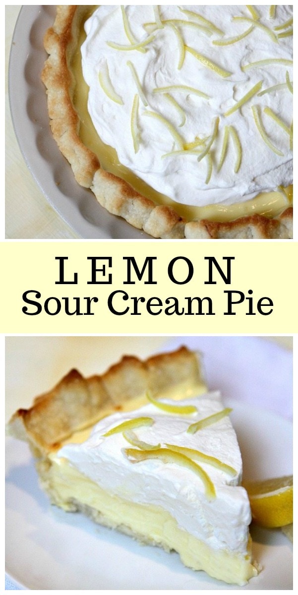 Lemon Sour Cream Pie recipe from RecipeGirl.com #lemon #sourcream #pie #recipe #RecipeGirl
