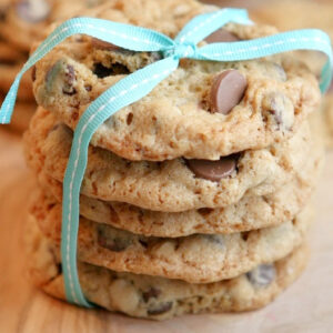 pinterest image for oatmeal chocolate chip cookies