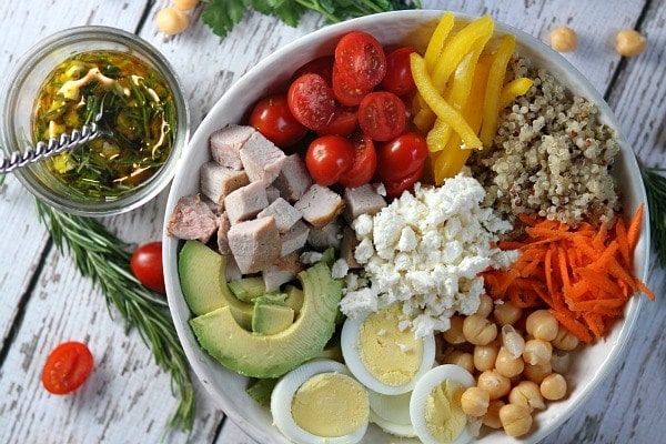 Roasted Pork Protein Bowl with Rosemary Vinaigrette