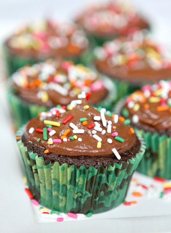 Dairy Free Chocolate Cupcakes with sprinkles