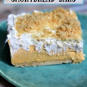 pinterest image for no bake pumpkin shortbread bars