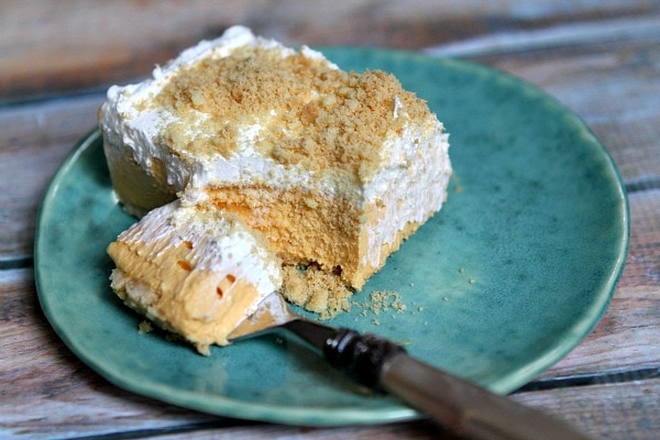 Fork eating a No Bake Pumpkin Shortbread Bar 