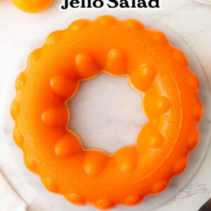 pinterest image for orange sherbet jello salad