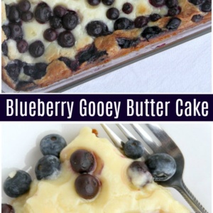 pinterest collage image for blueberry gooey butter cake