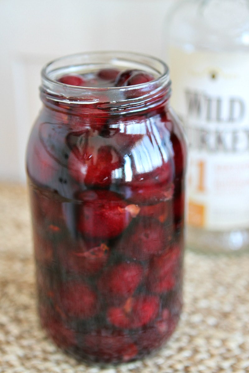 jar of Boozy Bourbon Cherries