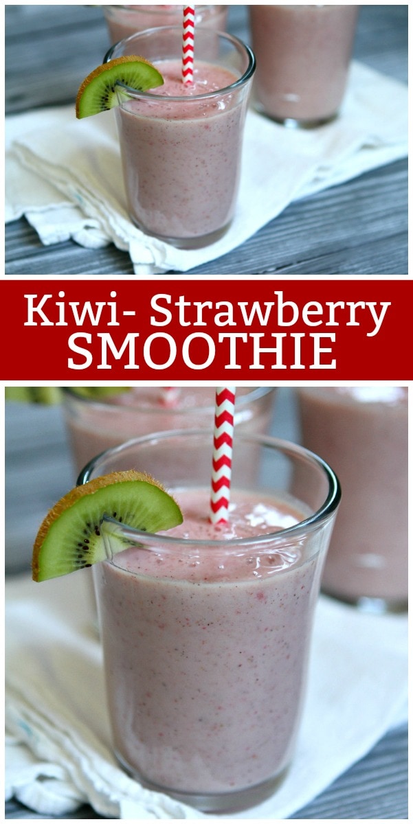 pinterest collage image for kiwi strawberry smoothie