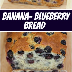 pinterest collage image for banana blueberry bread