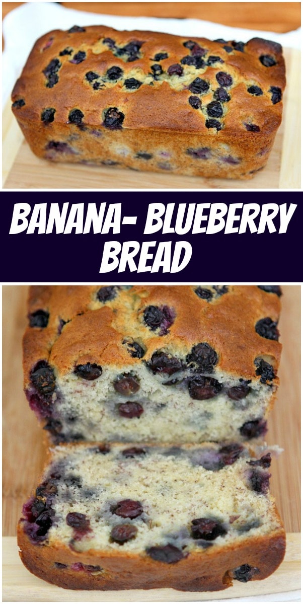 pinterest collage image for banana blueberry bread