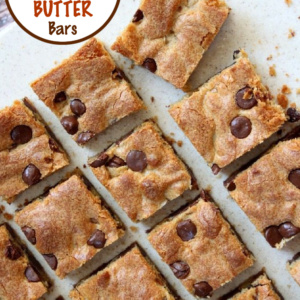 pinterest image for chocolate chip peanut butter bars