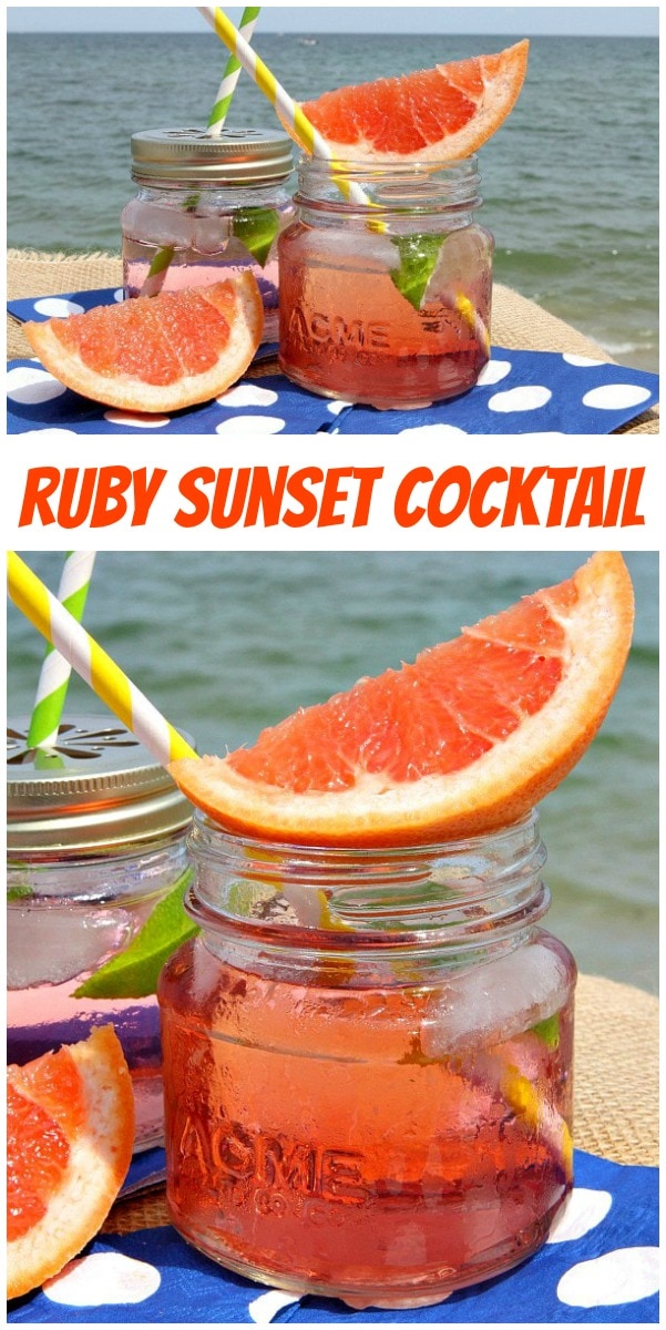 Pinterest Collage Image for Ruby Sunset Cocktail