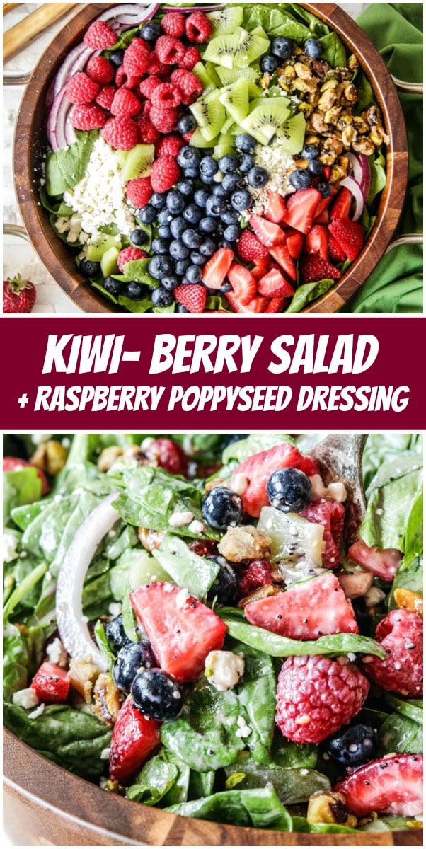 Pinterest Collage image for Kiwi Berry Salad